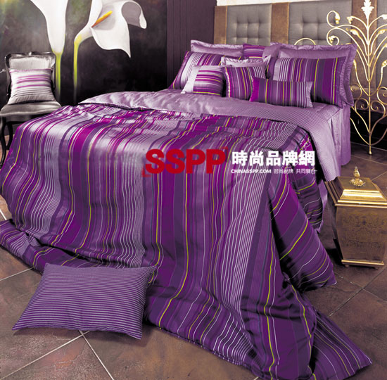 紫色條紋床品裝扮熟女低調奢華空