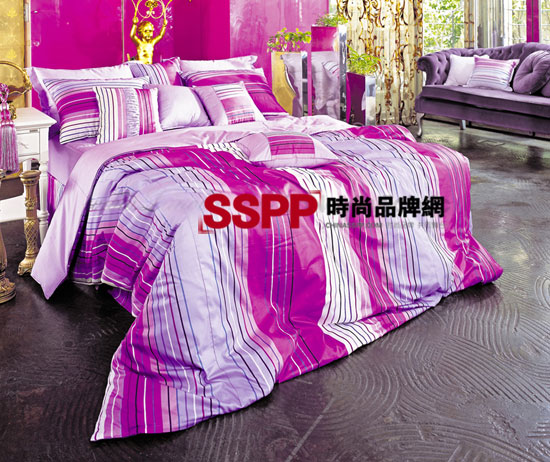 紫色條紋床品裝扮熟女低調奢華空