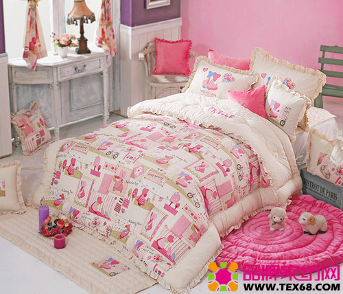 粉嫩兒童床品打造甜蜜公主屋