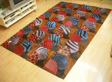 畢加索系列印花牛皮拼塊地毯