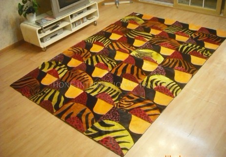 畢加索系列印花牛皮拼塊地毯
