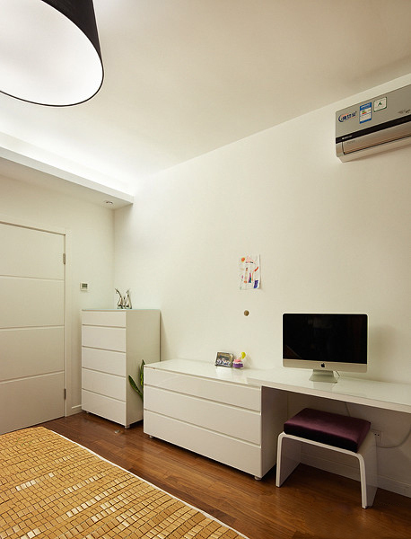 半包6萬裝87平時尚3居兒童書房合并