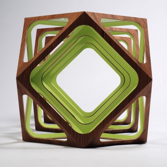 多面體幾何造型膠合板矮桌設計